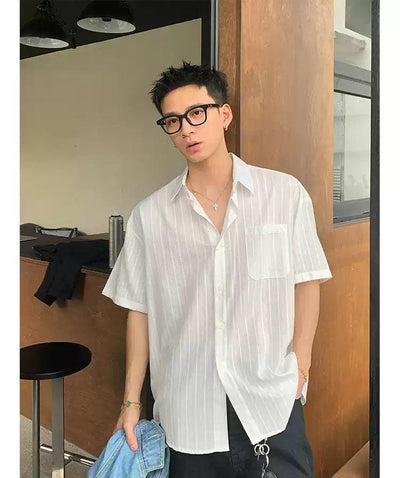 Clean Fit Front Pocket Shirt Korean Street Fashion Shirt By Poikilotherm Shop Online at OH Vault