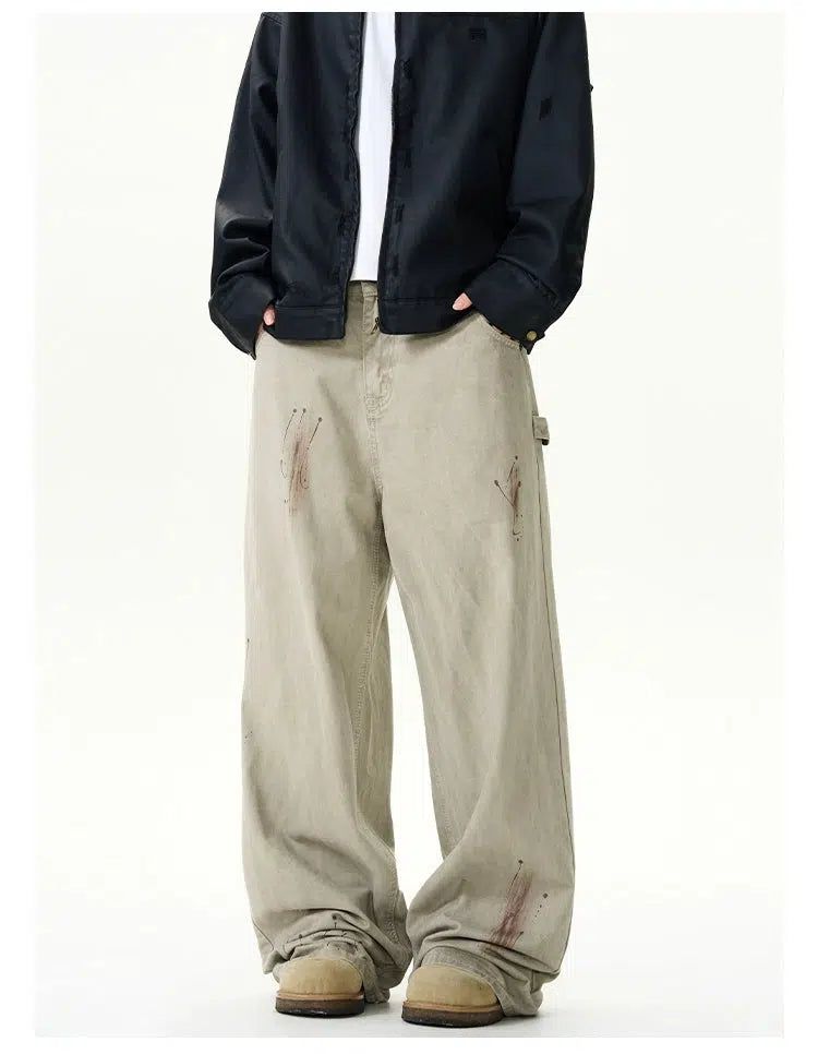 Casual Paint Smudged Pants Korean Street Fashion Pants By A PUEE Shop Online at OH Vault