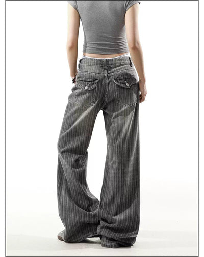 Vertical Stripes Ripped Jeans Korean Street Fashion Jeans By Mr Nearly Shop Online at OH Vault