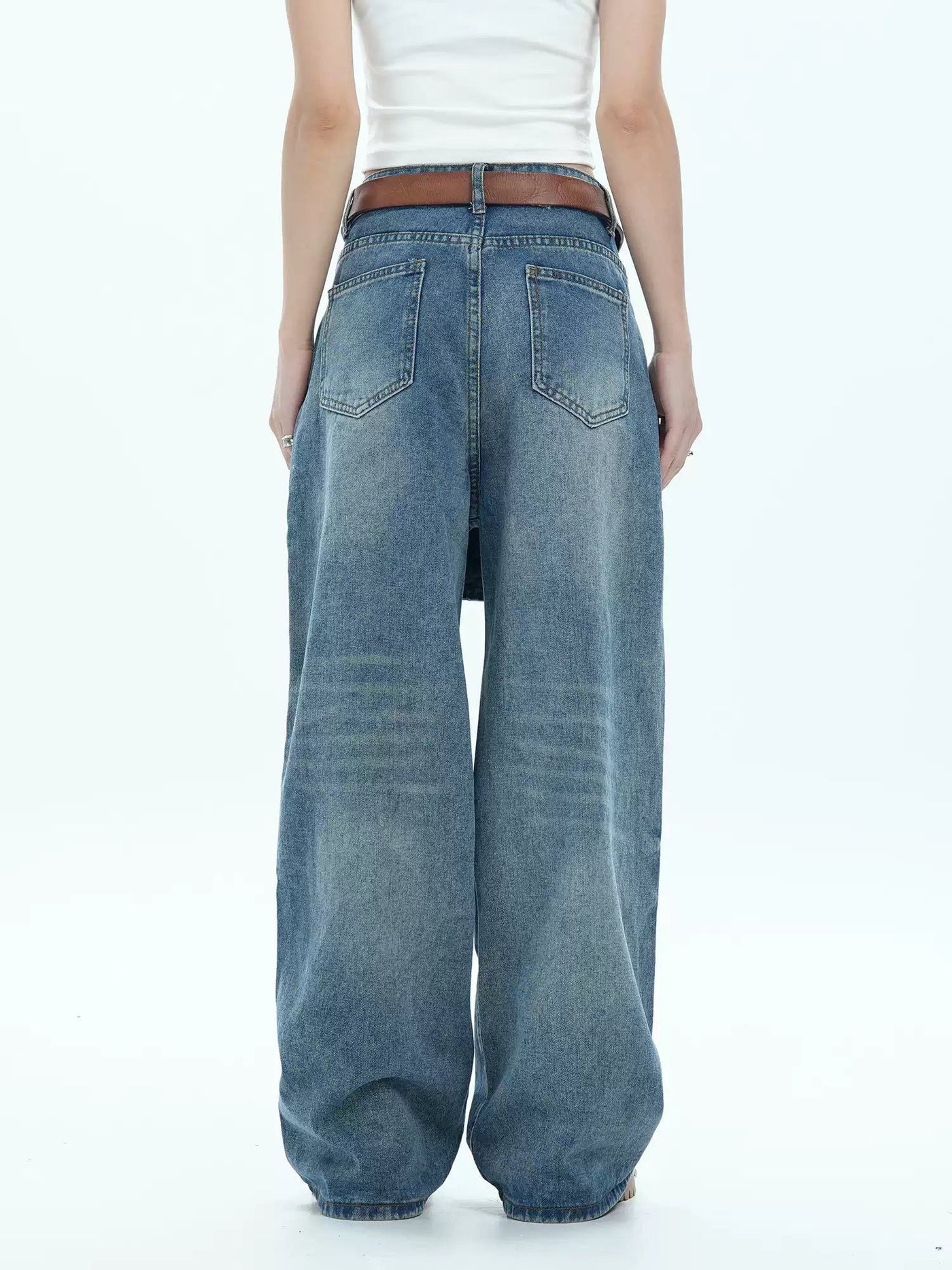 Layered Washed and Faded Jeans Korean Street Fashion Jeans By Jump Next Shop Online at OH Vault