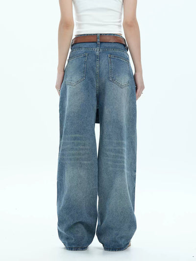 Layered Washed and Faded Jeans Korean Street Fashion Jeans By Jump Next Shop Online at OH Vault