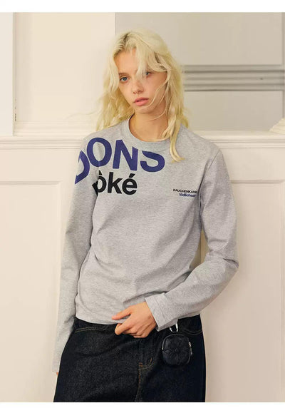 Logo Print Long Sleeve T-Shirt Korean Street Fashion T-Shirt By Donsmoke Shop Online at OH Vault