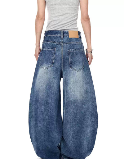 Faded Whiskers Wide Jeans Korean Street Fashion Jeans By Blacklists Shop Online at OH Vault