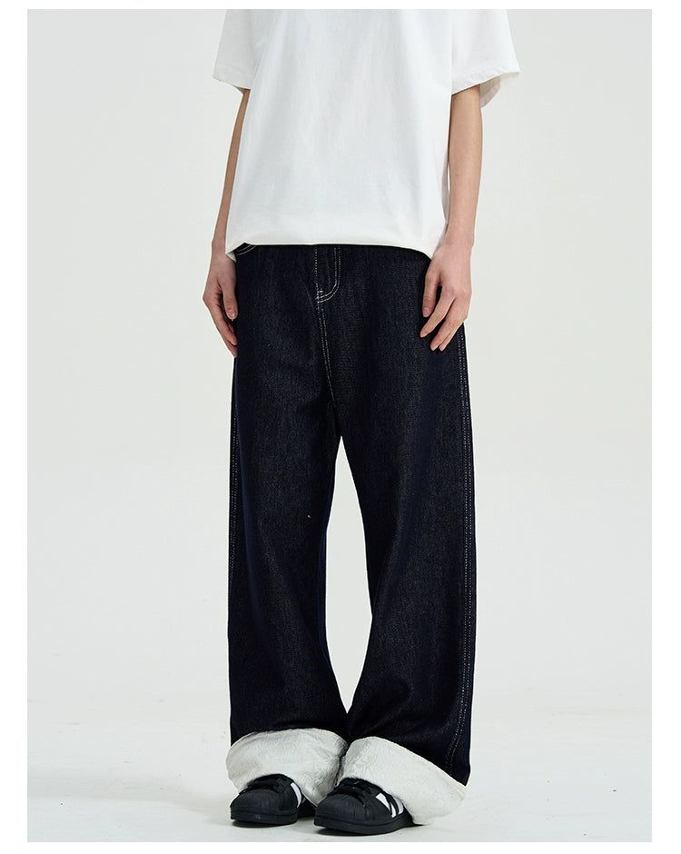 Stitched Cuff Jeans Korean Street Fashion Jeans By A PUEE Shop Online at OH Vault