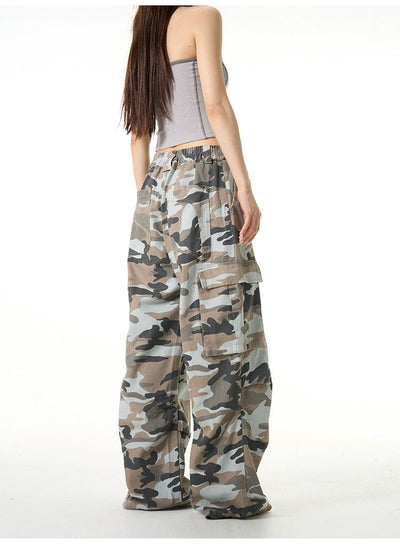 Camo Loose Fit Cargo Pants Korean Street Fashion Pants By 77Flight Shop Online at OH Vault