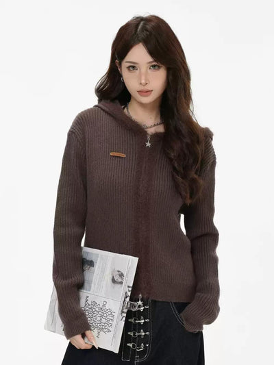 Cat Ears Hooded Zipped Sweater Korean Street Fashion Sweater By INS Korea Shop Online at OH Vault