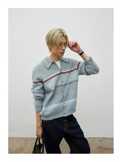 Fuzzy Collared Buttoned Sweater Korean Street Fashion Sweater By Terra Incognita Shop Online at OH Vault
