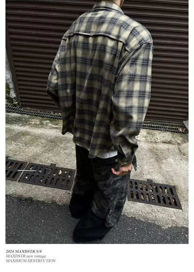 Patchwork Plaid Shirt Korean Street Fashion Shirt By MaxDstr Shop Online at OH Vault