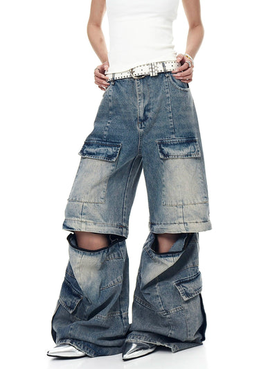 Detachable Multiple Flap Pockets Jeans Korean Street Fashion Jeans By Blacklists Shop Online at OH Vault