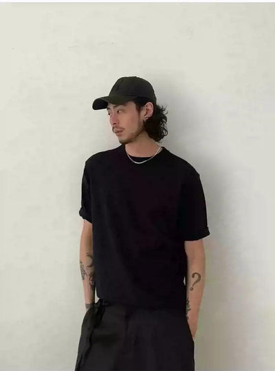 Basic Round Neck Knitted T-Shirt Korean Street Fashion T-Shirt By In Knots Shop Online at OH Vault