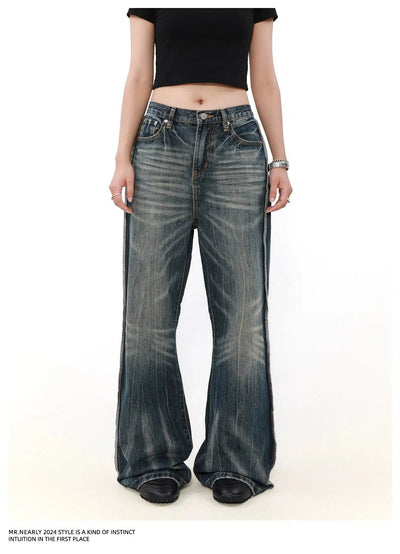 Multi-Cat Whisker Flared Jeans Korean Street Fashion Jeans By Mr Nearly Shop Online at OH Vault