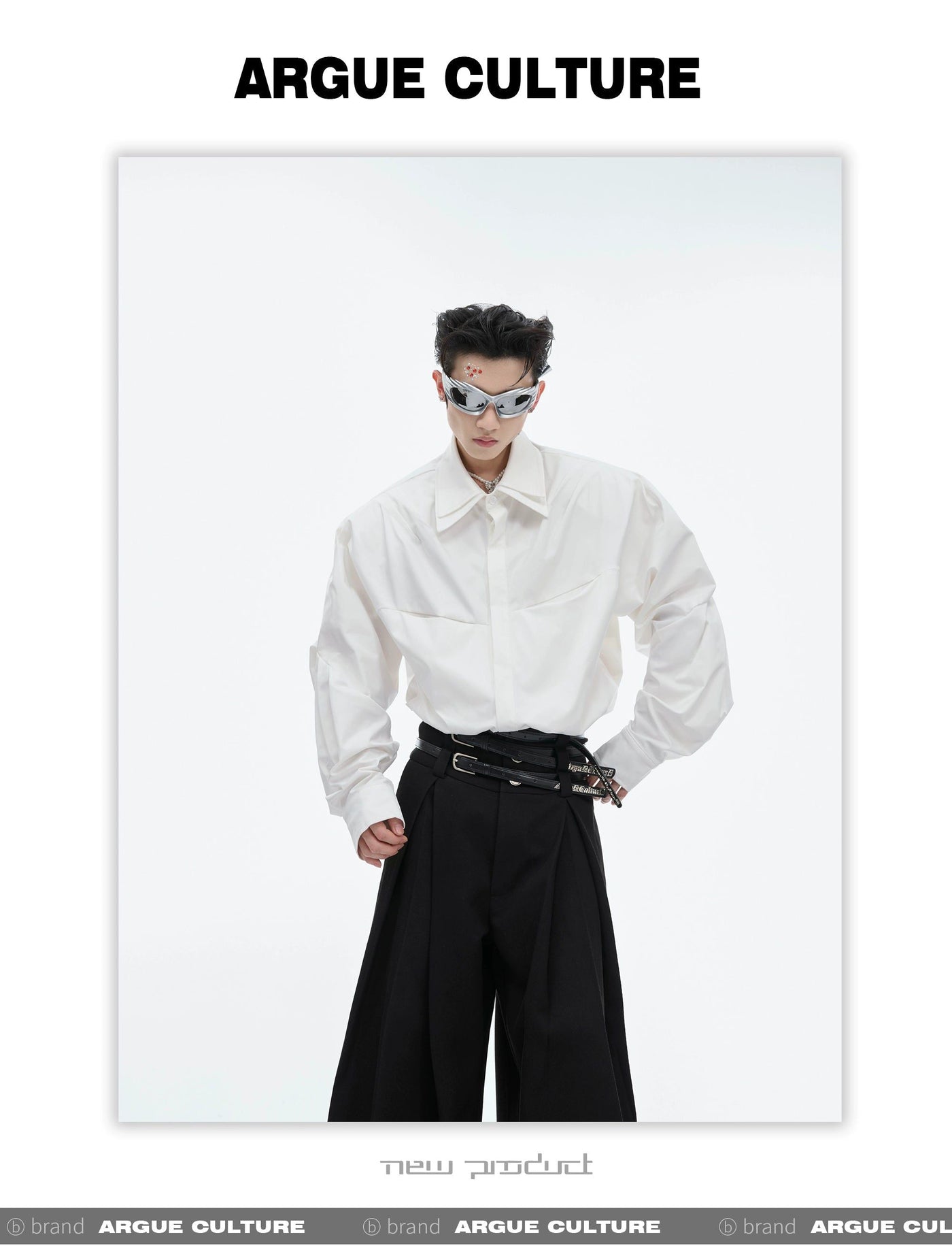Double Collar Pleated Shirt Korean Street Fashion Shirt By Argue Culture Shop Online at OH Vault