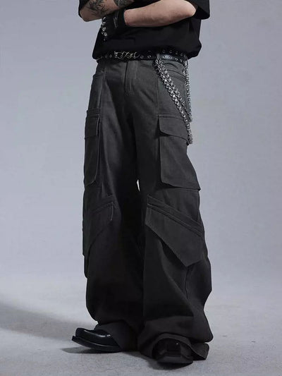 Pocket Detail Loose Cargo Pants Korean Street Fashion Pants By Dark Fog Shop Online at OH Vault