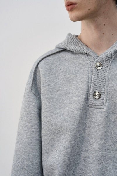 Knit Hood Big Buttoned Hoodie Korean Street Fashion Hoodie By MaxDstr Shop Online at OH Vault