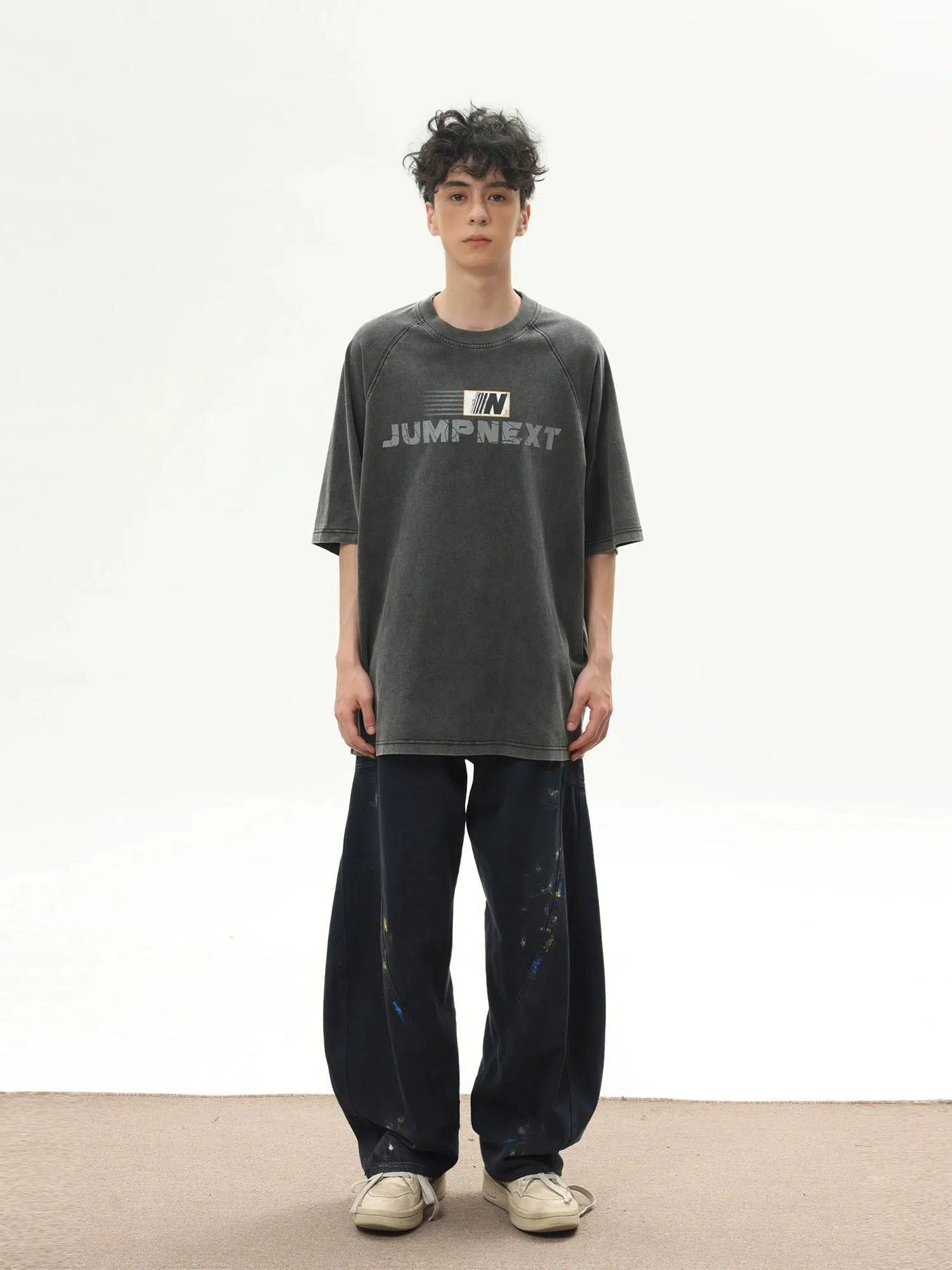 Logo Grunge Overlay T-Shirt Korean Street Fashion T-Shirt By Jump Next Shop Online at OH Vault