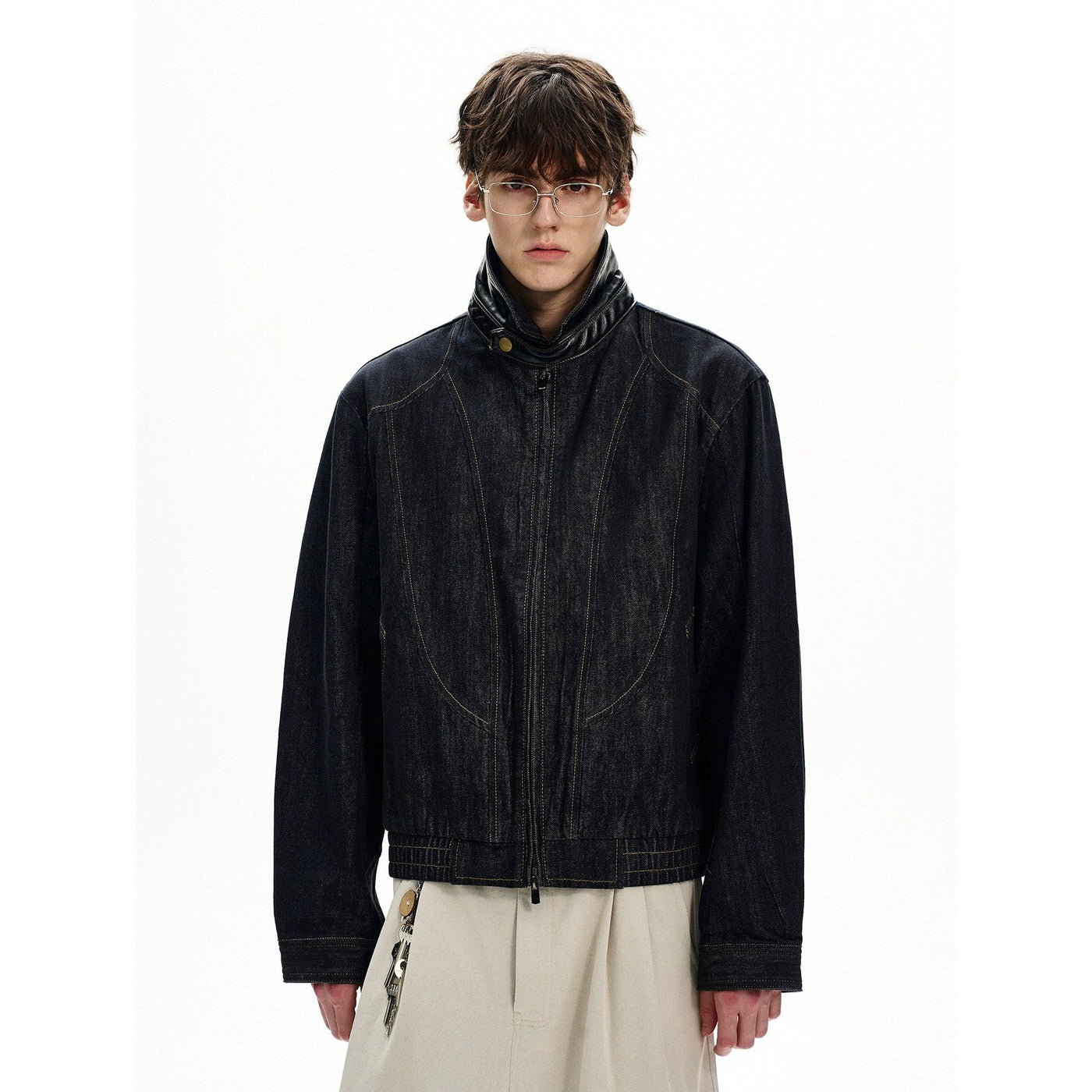 Topstitching Zipped Denim Jacket Korean Street Fashion Jacket By MaxDstr Shop Online at OH Vault