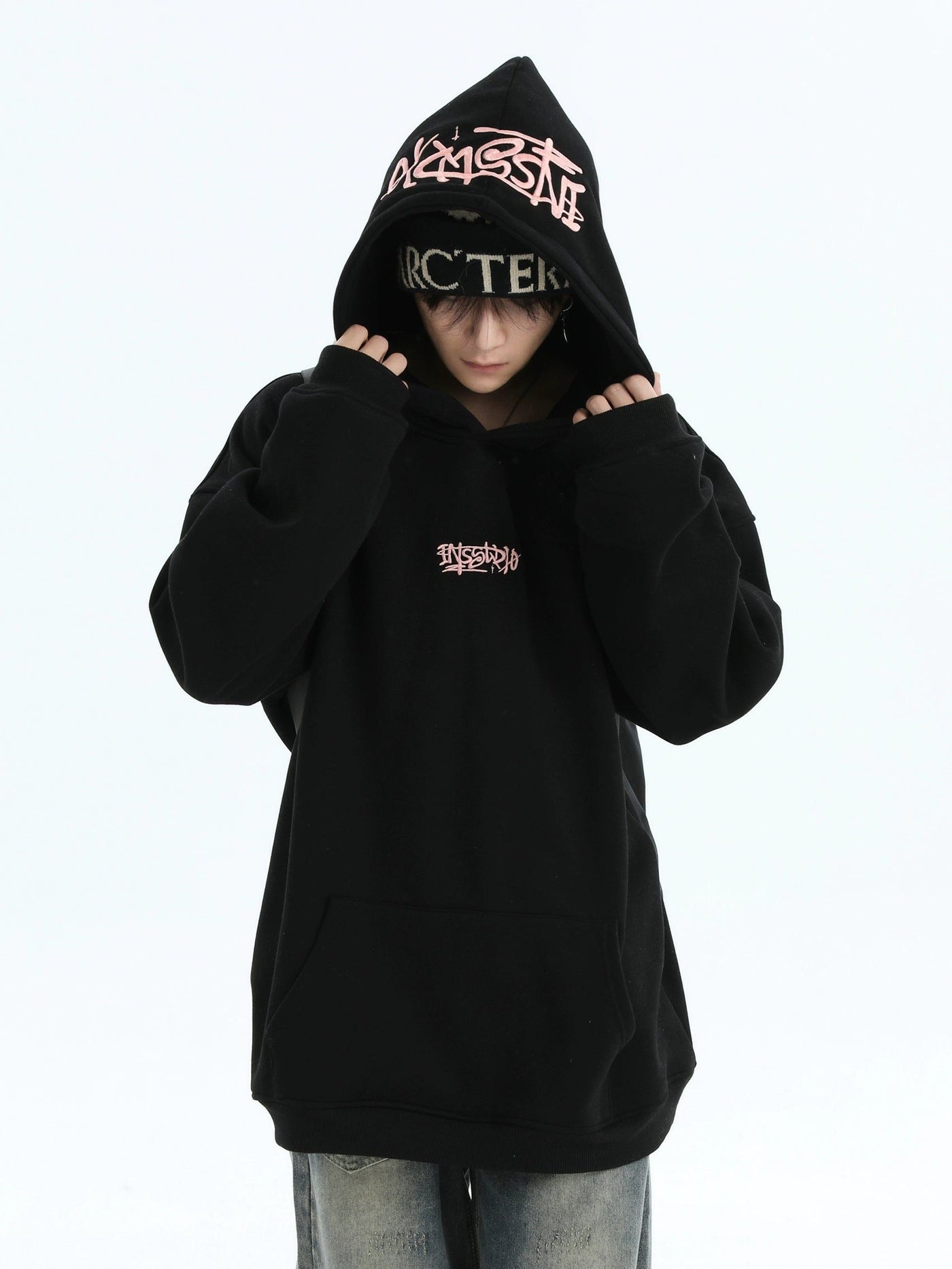 Basic Embroidered Oversized Hoodie Korean Street Fashion Hoodie By INS Korea Shop Online at OH Vault