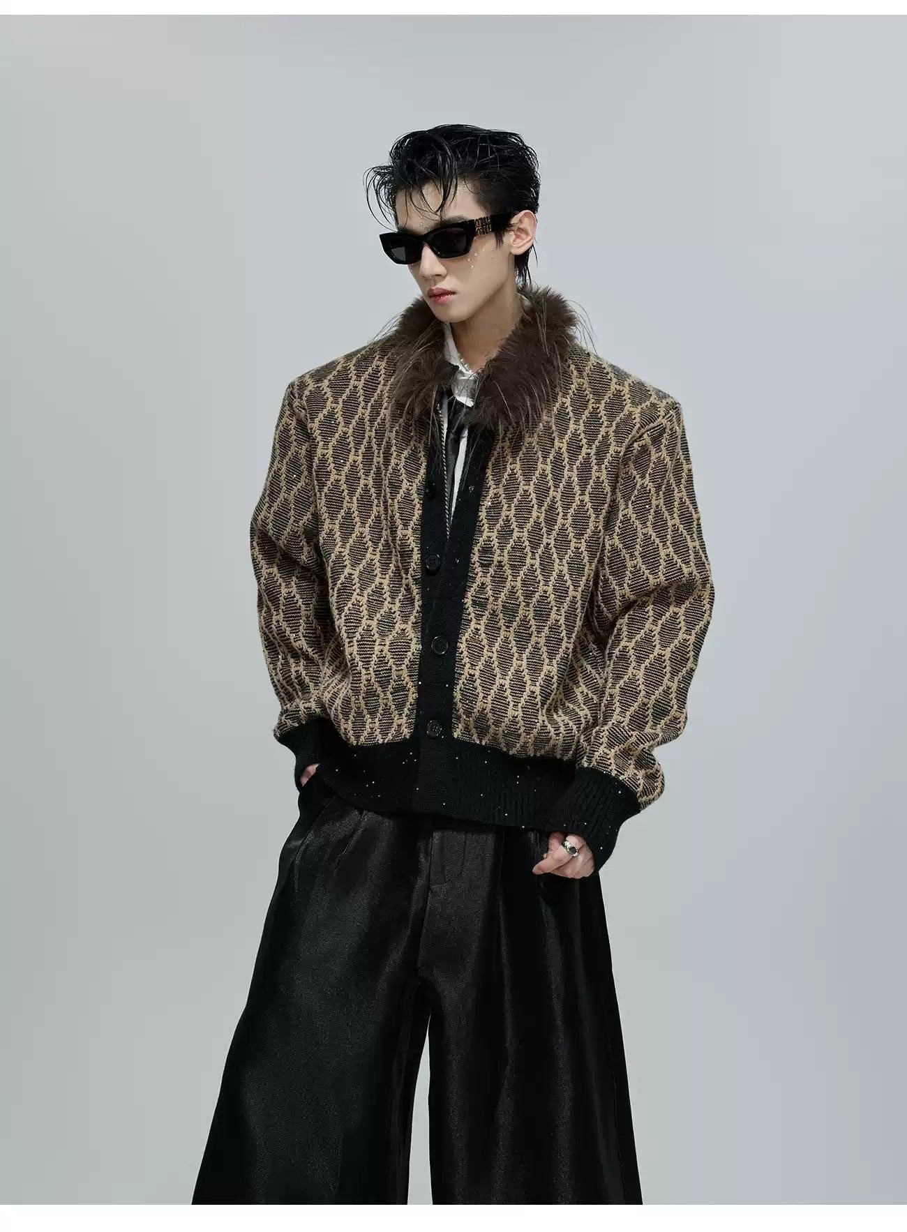 Faux Fur Neck Patterned Jacket Korean Street Fashion Jacket By Argue Culture Shop Online at OH Vault