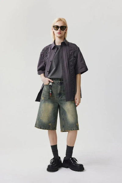 Multi-Pleats Textured Shirt Korean Street Fashion Shirt By Limpidoculus Shop Online at OH Vault