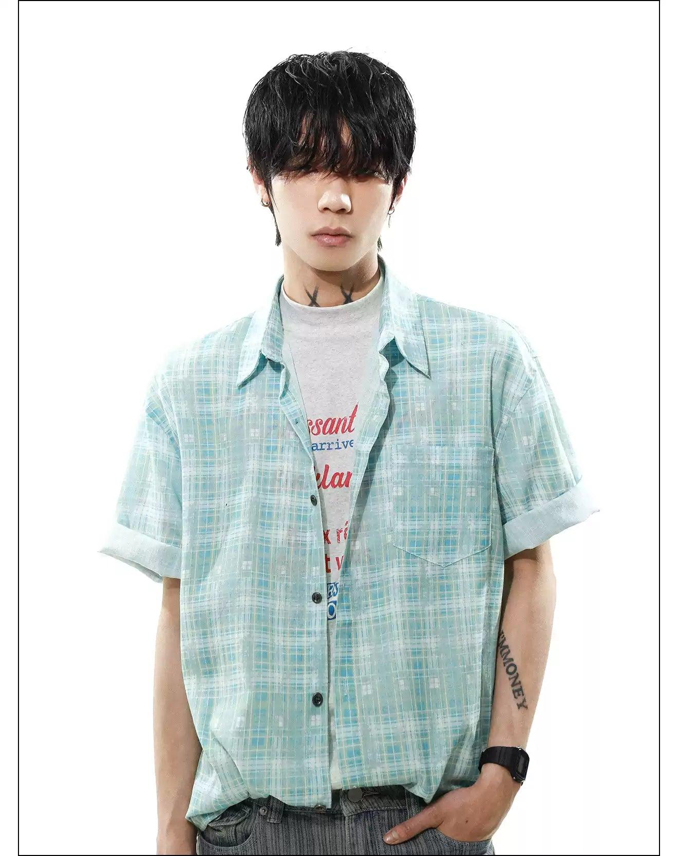 Essential Plaid Button-Up Shirt Korean Street Fashion Shirt By Mr Nearly Shop Online at OH Vault