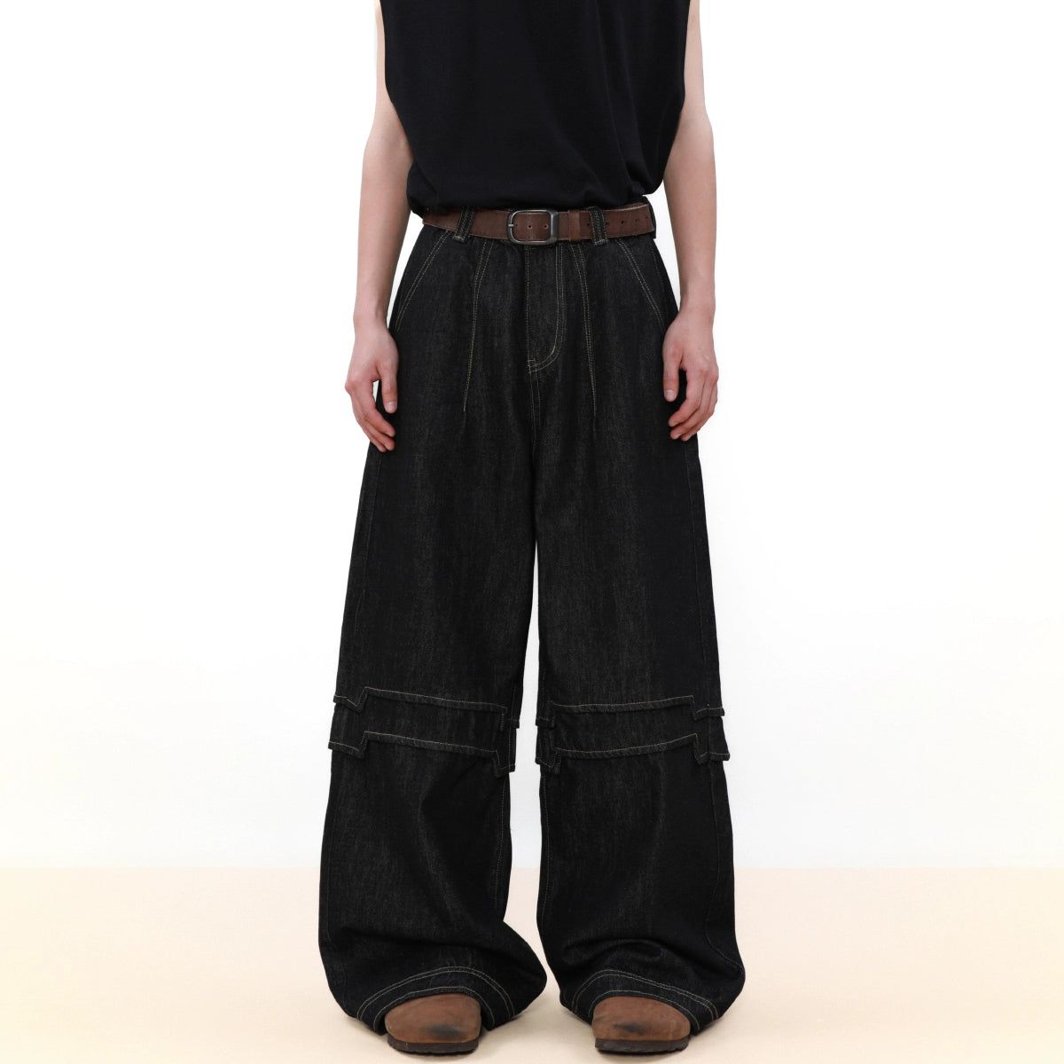 Spliced Seams Loose Fit Jeans Korean Street Fashion Jeans By Mr Nearly Shop Online at OH Vault