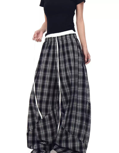 Double Waist Slouchy Plaid Pants Korean Street Fashion Pants By Blacklists Shop Online at OH Vault