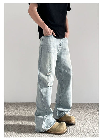 Clean Fit Washed Ripped Jeans Korean Street Fashion Jeans By A PUEE Shop Online at OH Vault