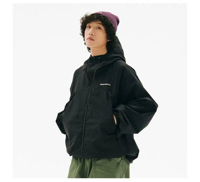 Solid Drawstring Hooded Windbreaker Jacket Korean Street Fashion Jacket By Nothing But Chill Shop Online at OH Vault