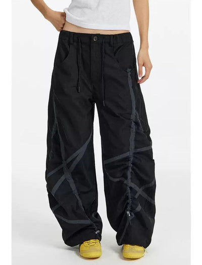 Line Contrast Buttoned Pants Korean Street Fashion Pants By Conp Conp Shop Online at OH Vault