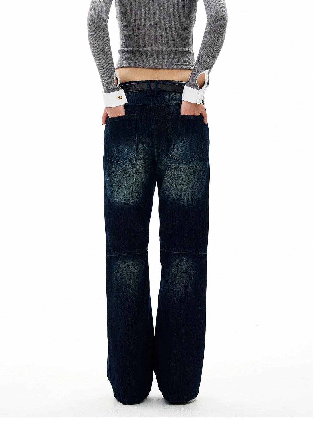 Faded High Waist Straight Jeans Korean Street Fashion Jeans By 77Flight Shop Online at OH Vault