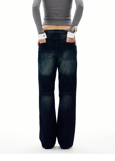 Faded High Waist Straight Jeans Korean Street Fashion Jeans By 77Flight Shop Online at OH Vault