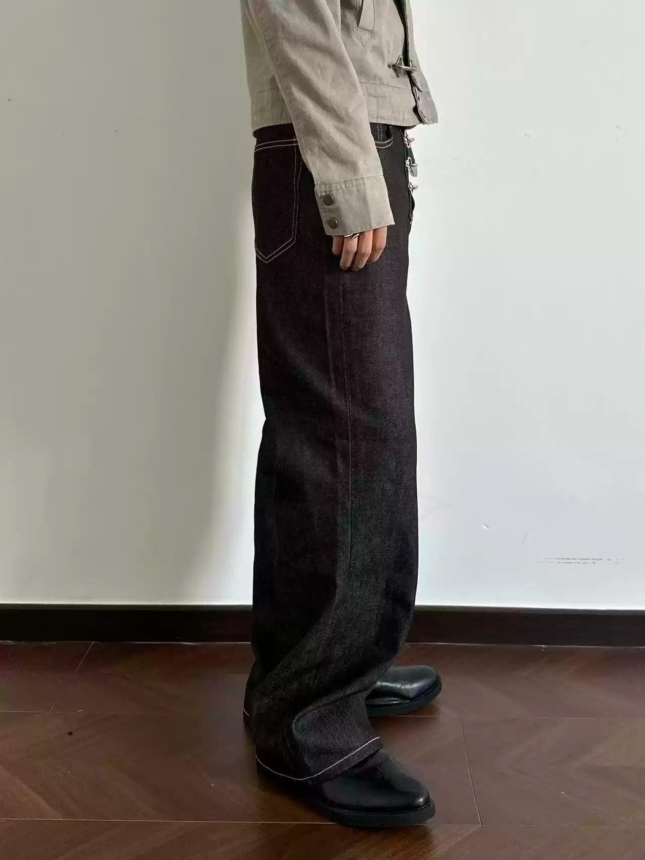 Metallic Fireman Clasp Straight Jeans Korean Street Fashion Jeans By Made Extreme Shop Online at OH Vault