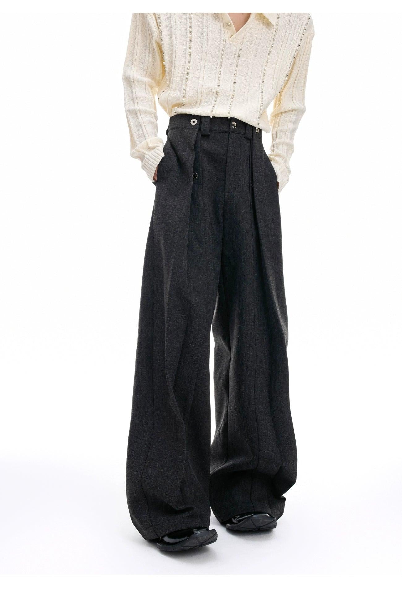 Chic Button Pleated Trousers Korean Street Fashion Trousers By Argue Culture Shop Online at OH Vault