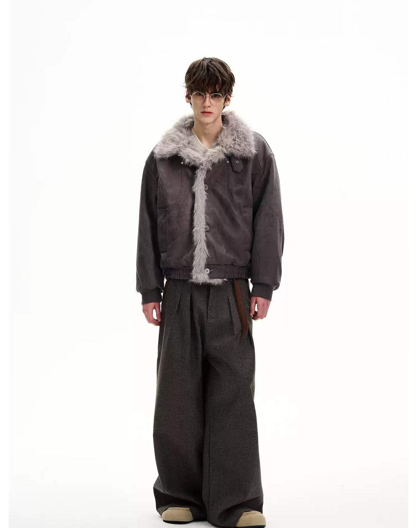 Fur Lining Micro Suede Buckled Jacket Korean Street Fashion Jacket By MaxDstr Shop Online at OH Vault