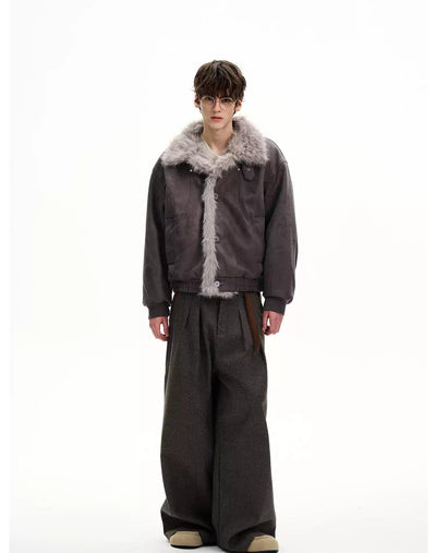 Fur Lining Micro Suede Buckled Jacket Korean Street Fashion Jacket By MaxDstr Shop Online at OH Vault