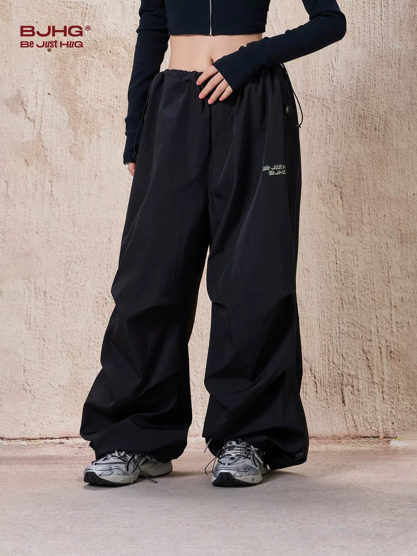 Multi-Drawstring Detail Track Pants Korean Street Fashion Pants By BE Just Hug Shop Online at OH Vault