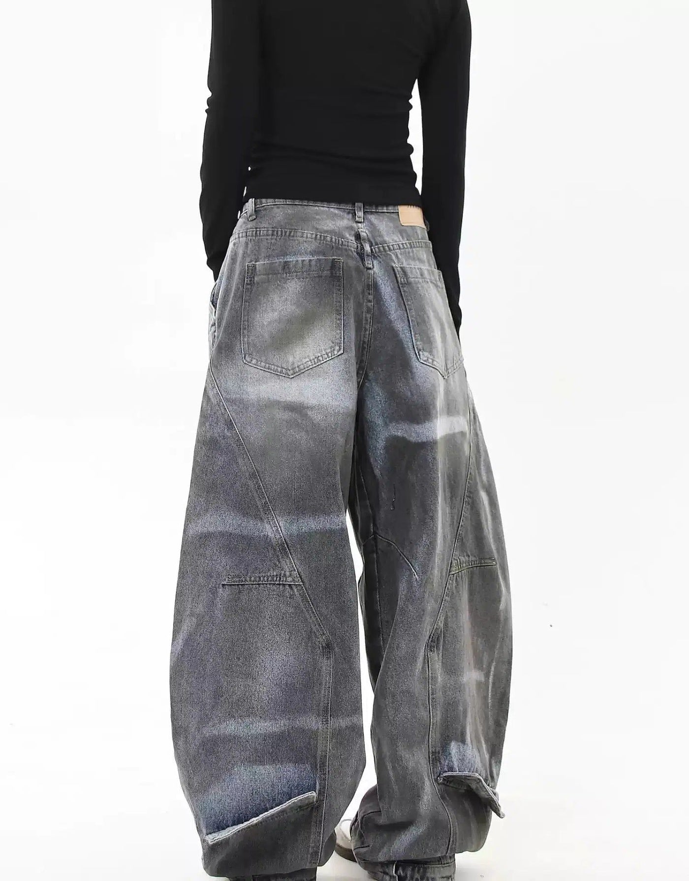 Asymmetric Distressed Curved Jeans Korean Street Fashion Jeans By Blacklists Shop Online at OH Vault