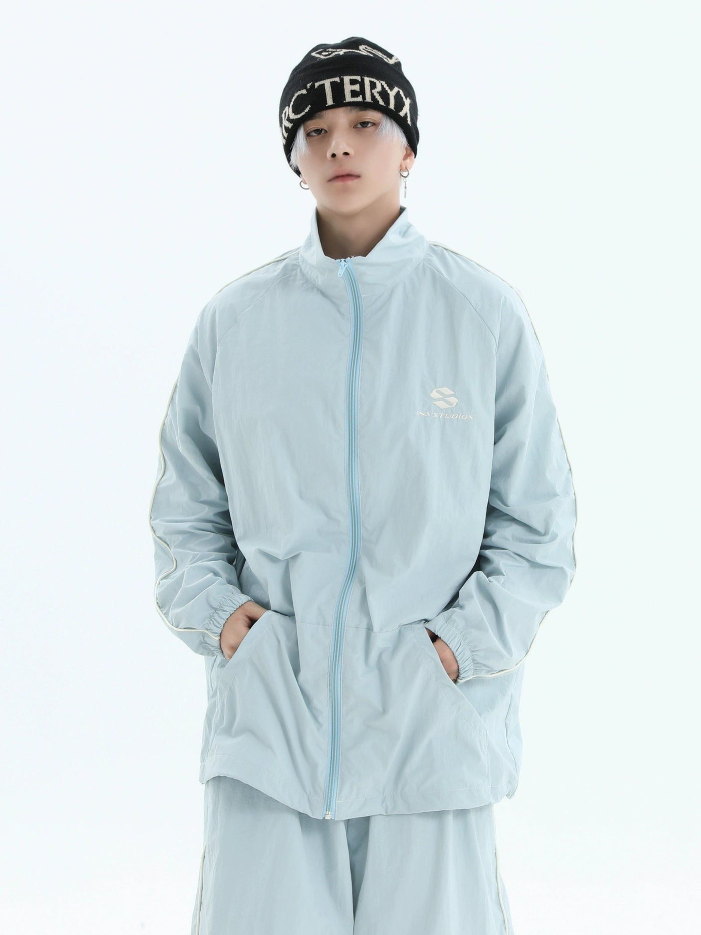 Sun Protection Thin Jacket & Nylon Shorts Set Korean Street Fashion Clothing Set By INS Korea Shop Online at OH Vault