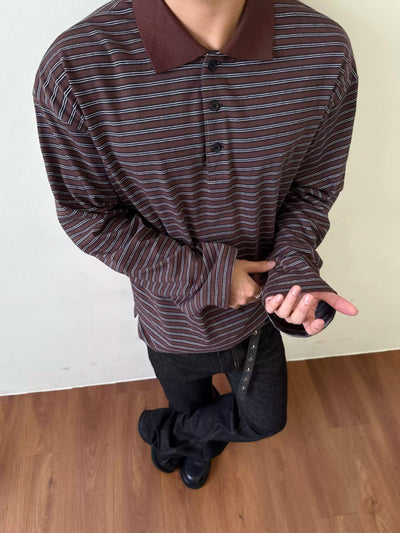 Contrast Collar Striped Polo Korean Street Fashion Polo By Made Extreme Shop Online at OH Vault