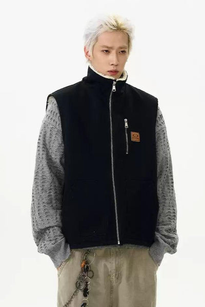 Fleece Lined Versatile Zipped Vest Korean Street Fashion Vest By A PUEE Shop Online at OH Vault