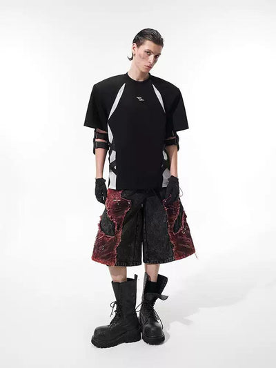 Cut-Out Mesh Panel T-Shirt Korean Street Fashion T-Shirt By Slim Black Shop Online at OH Vault