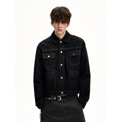 Multi-Pocket Topstitching Denim Jacket Korean Street Fashion Jacket By MaxDstr Shop Online at OH Vault