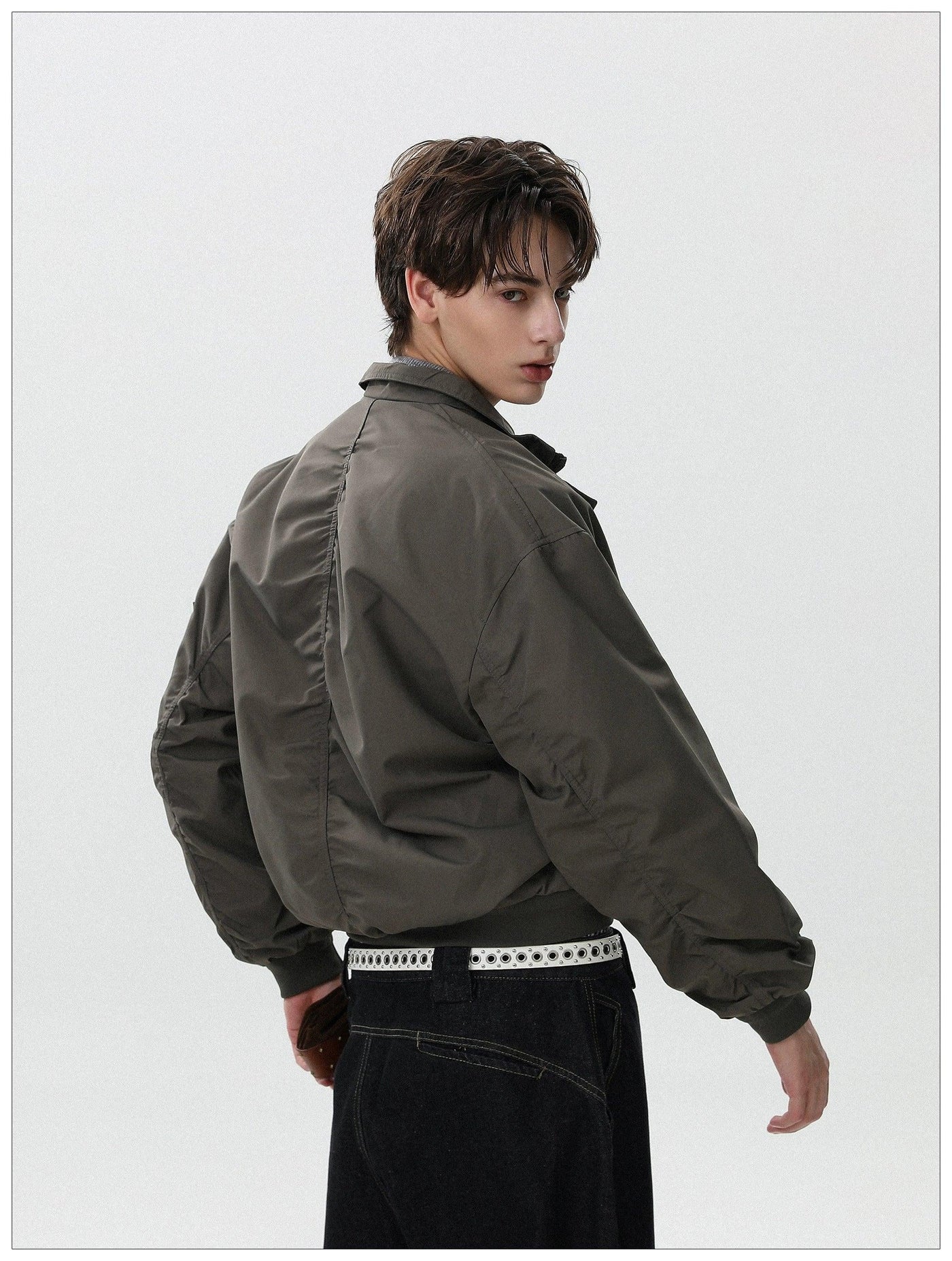 Plain Full-Zip Bomber Jacket Korean Street Fashion Jacket By Mr Nearly Shop Online at OH Vault