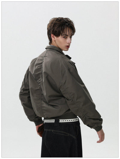 Plain Full-Zip Bomber Jacket Korean Street Fashion Jacket By Mr Nearly Shop Online at OH Vault