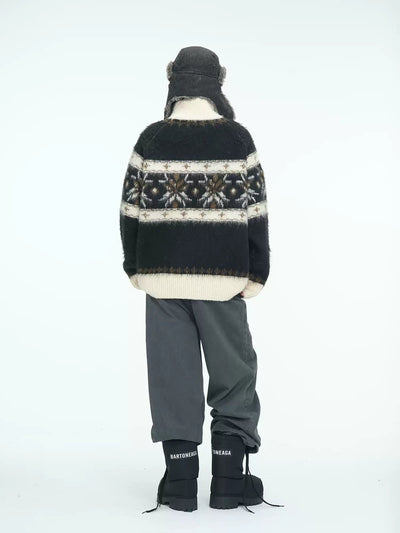 Pattern and Blocks Zipped Sweater Korean Street Fashion Sweater By Jump Next Shop Online at OH Vault