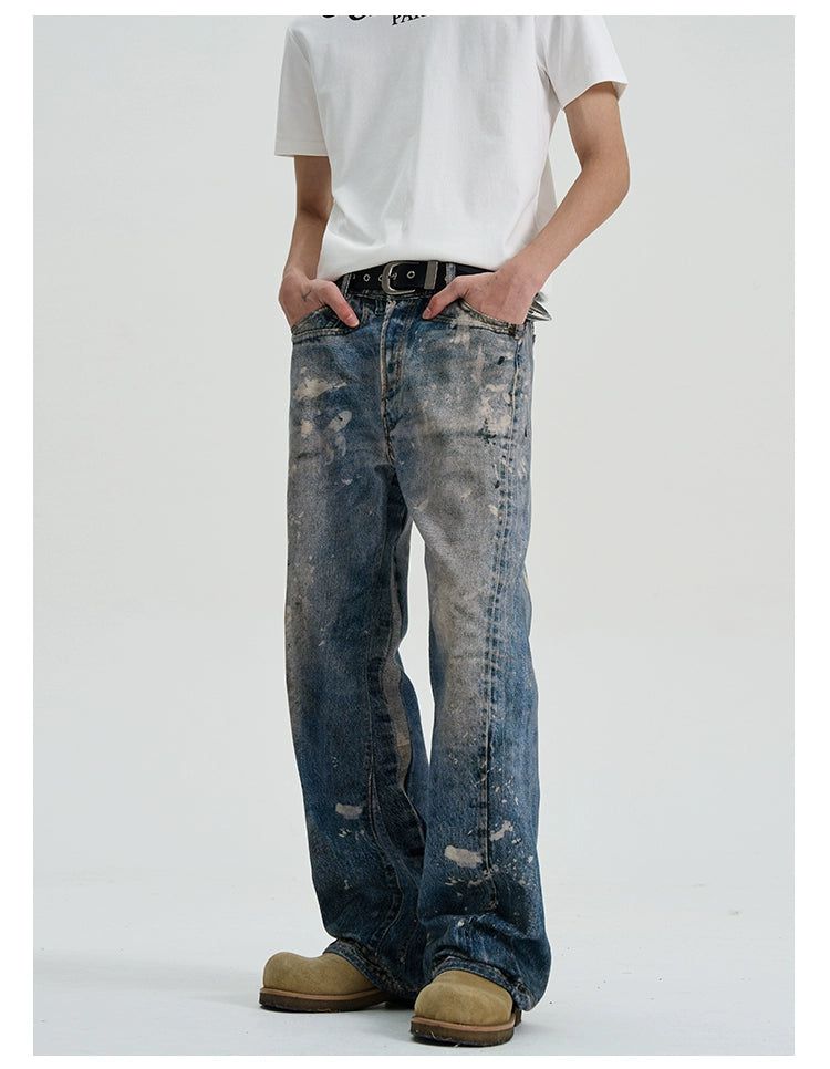 Paint-Splash Flared Jeans Korean Street Fashion Jeans By A PUEE Shop Online at OH Vault