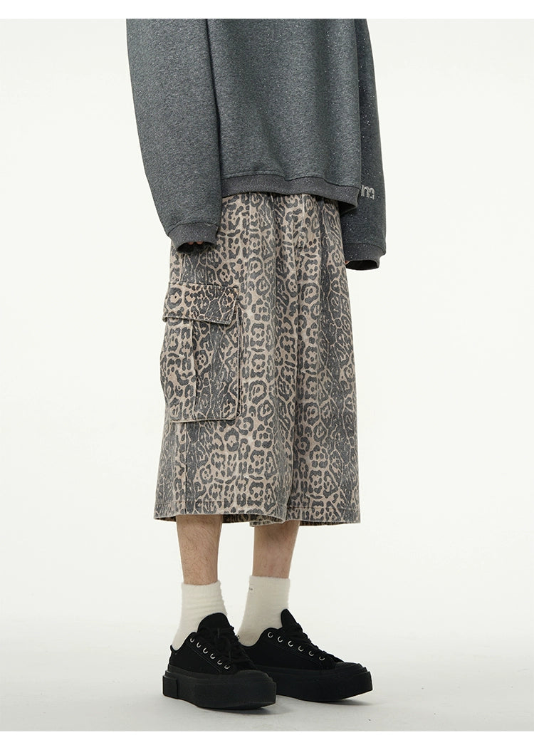 Leopard Print Cargo Shorts Korean Street Fashion Shorts By 77Flight Shop Online at OH Vault