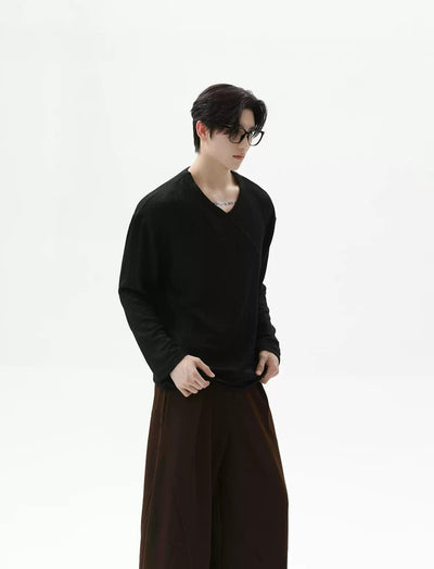 Irregular Structure V-Neck Sweater Korean Street Fashion Sweater By Turn Tide Shop Online at OH Vault
