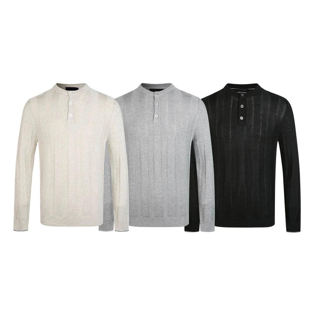 Henley Collar Ribbed Sweater Korean Street Fashion Sweater By Made Extreme Shop Online at OH Vault