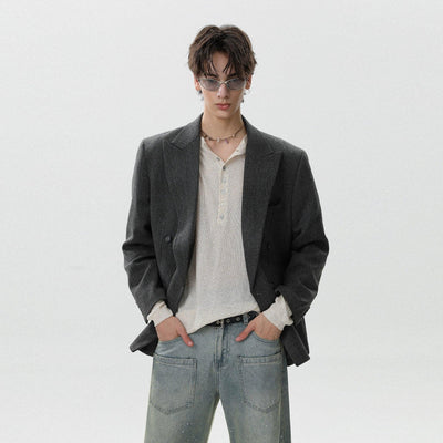 Textured Lapel Blazer Korean Street Fashion Blazer By Mr Nearly Shop Online at OH Vault